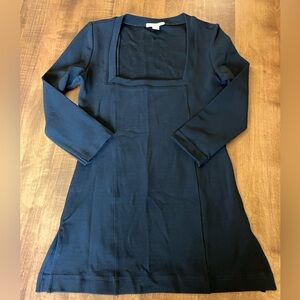 Boston Proper black square neck top 3/4 sleeve length